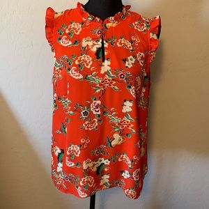 Rose & Olive cap sleeve blouse red/orange floral